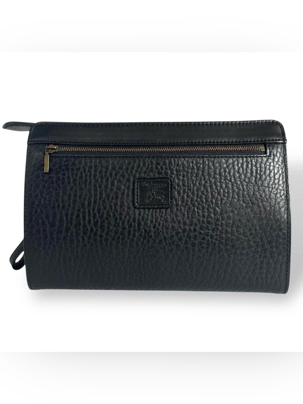 Burberry Black Pebbled Leather Toiletry Dopp Kit